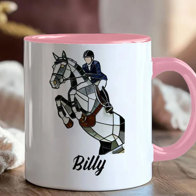 Personalized Photo Equestrian Mug Riding Horse Coffee Gift for Riding Lovers Equestrian Lovers