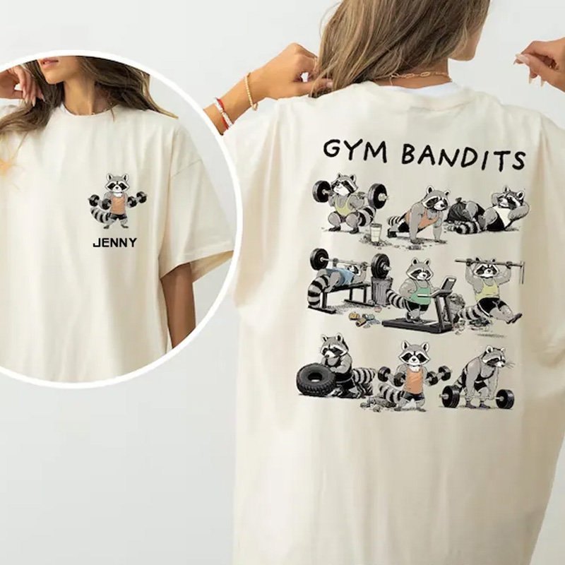 Personalized Funny Raccoon Gym T-shirt Gym Bandits Raccoon Workout Shirt for Fitness Enthusiasts Bodybuilders and Gym Lovers