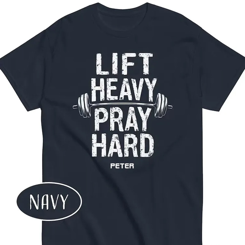 Personalized Lift Heavy Pray Hard T-Shirt Jesus And Gym Lover Shirt Bodybuilder Christian Dad Gift Weightlifter Christian Gym Shirt for Fitness Enthusiasts Bodybuilders and Gym Lovers