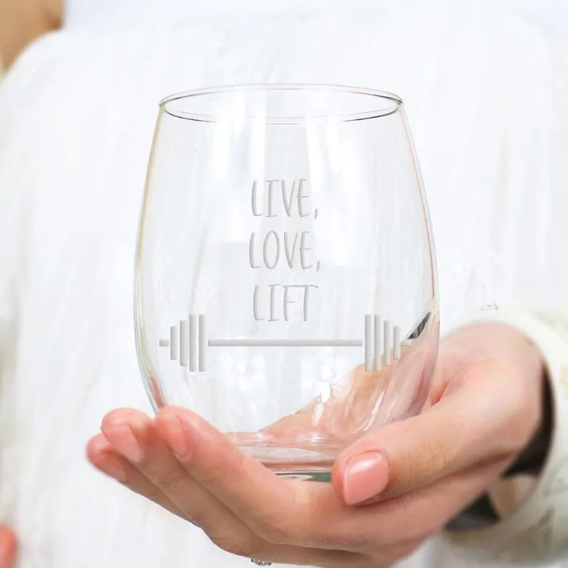 Personalized Barbell Stemless Wine Glasses Whiskey Wine Beer Glassware Gift Fitness Gift for Gym Lover