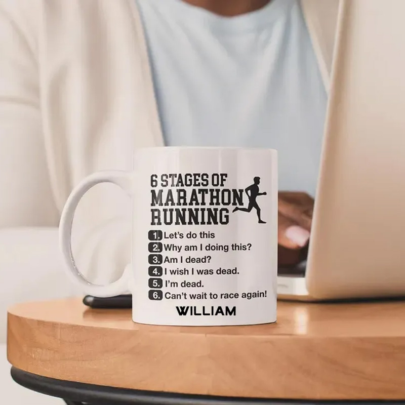 Personalized Funny Marathon Mug Ceramic Coffee Cup Running Exercise Humor Workout Present Exercise Lover Gift for Gym Lover