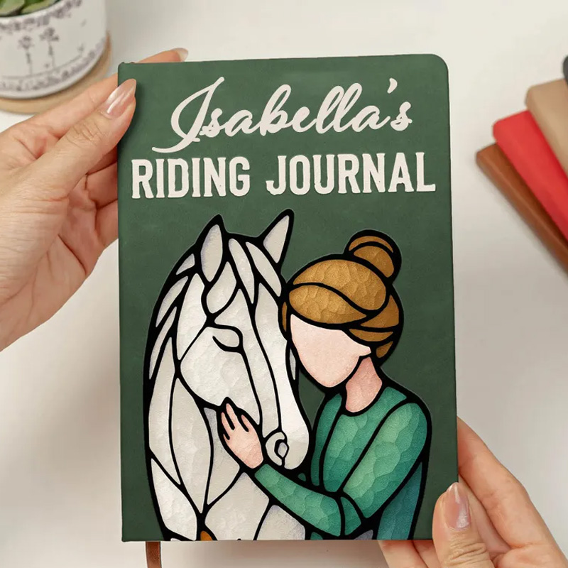 Personalized Riding Journal PU Leather Notebook with Photo Custom Name Birthday Gift for Horse Lovers Riding Lovers Equestrian Lovers