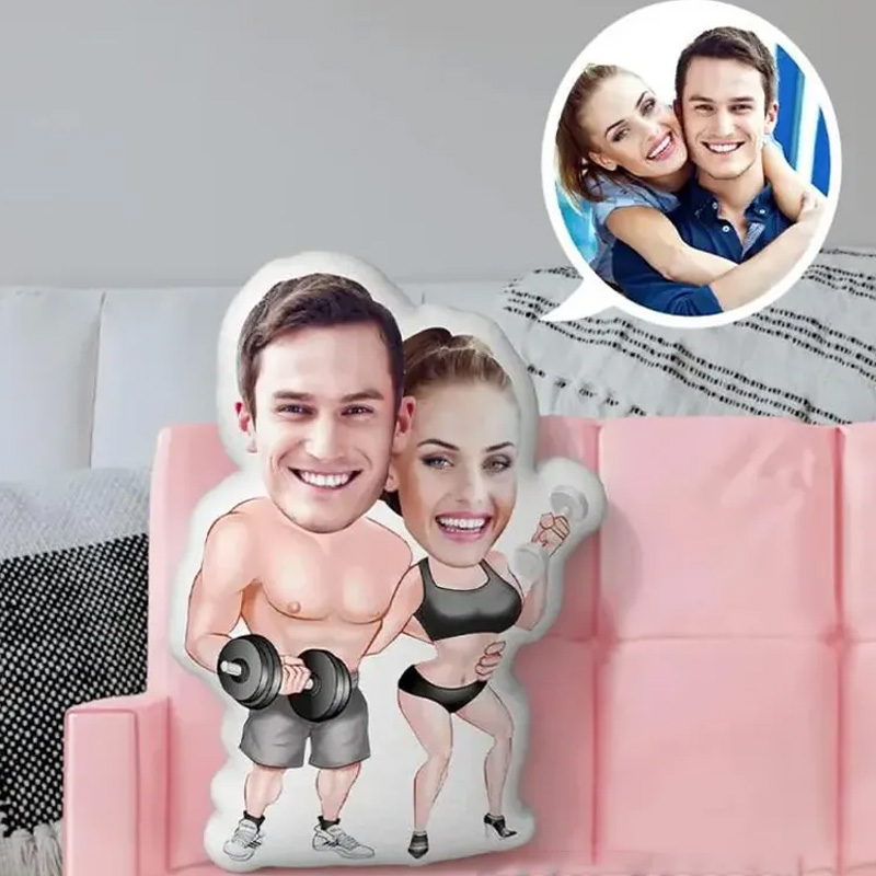Personalized Fitness Couple Face Pillow Heavy Lifting Minime Throw Pillow Graphic 3D Print Trainer Fitness Planner Decoration Pillow Exercise Sport Gym Rat Weightlifting Pillow for Couple Gym Lovers
