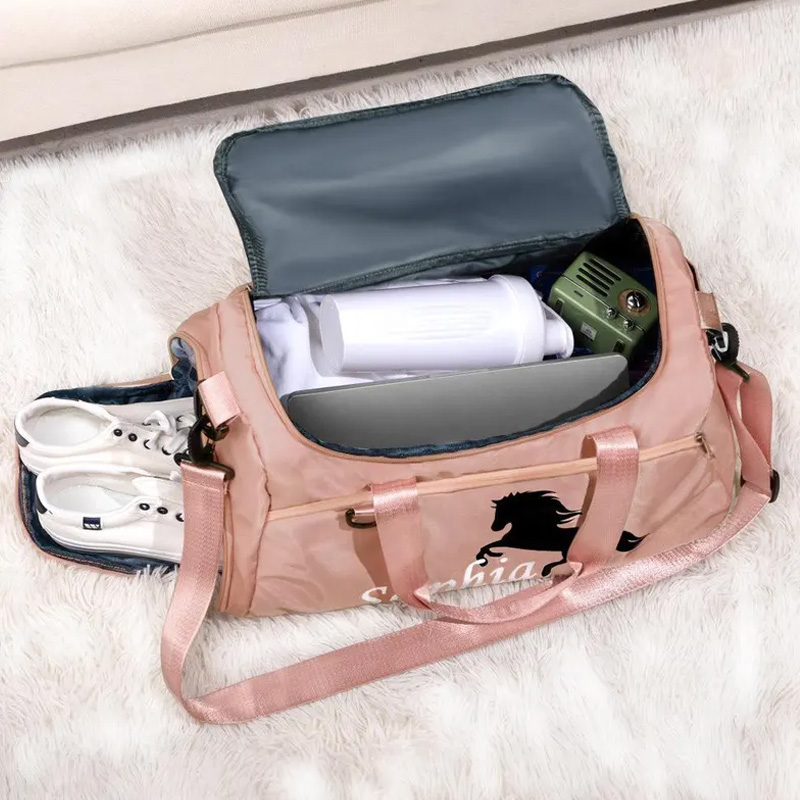 Personalized Name Equestrian Duffle Bag Waterproof Multi Compartment Travel Bag with Name and Shoulder Strap Travel Accessories Birthday Gift Overnight Bag Gift for Equestrian Lovers