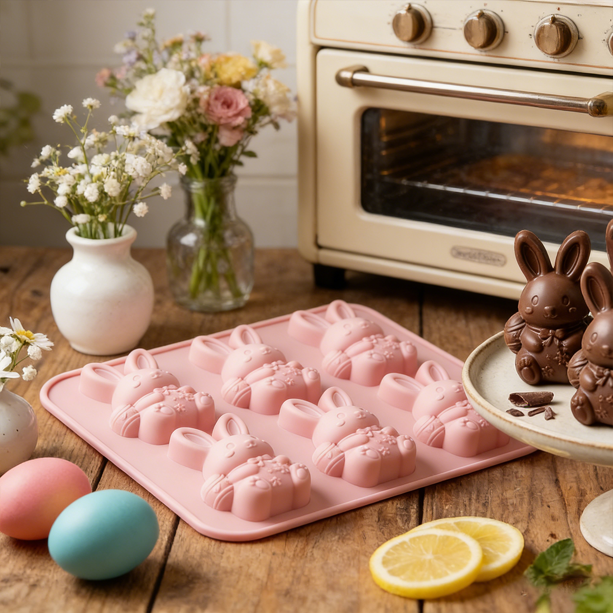 Easter Bunny Silicone Chocolate Mold – 6-Cavity Bunny Shape for Baking & Candy Making