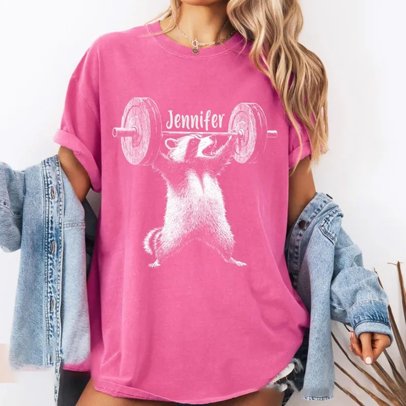 Personalized Gym Washed T-Shirts with Trash Panda Raccoon Oversized Comfort Colors Funny Deadlift Raccoon Meme Shirt  for Fitness Enthusiasts Bodybuilders and Gym Lovers