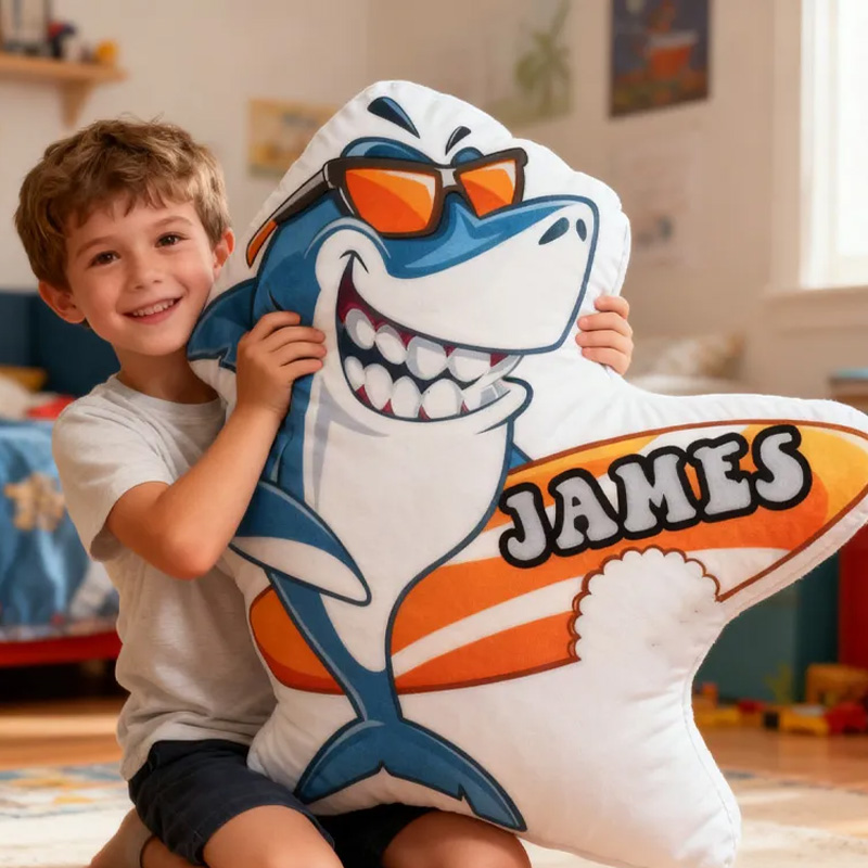 Personalized Suring Shark Pillow Rainbow Throw Pillow Graphic 3D Print Surfing Skateboarding Fitness Decoration Pillow Exercise Sport Pillow for Kids Surfing Skateboarding Lovers