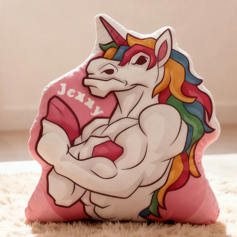 Personalized Fitness Magical Animals Pillow Rainbow Throw Pillow Graphic 3D Print Trainer Fitness Planner Decoration Pillow Exercise Sport Gym Rat Weightlifting Pillow for Kids Gym Lovers