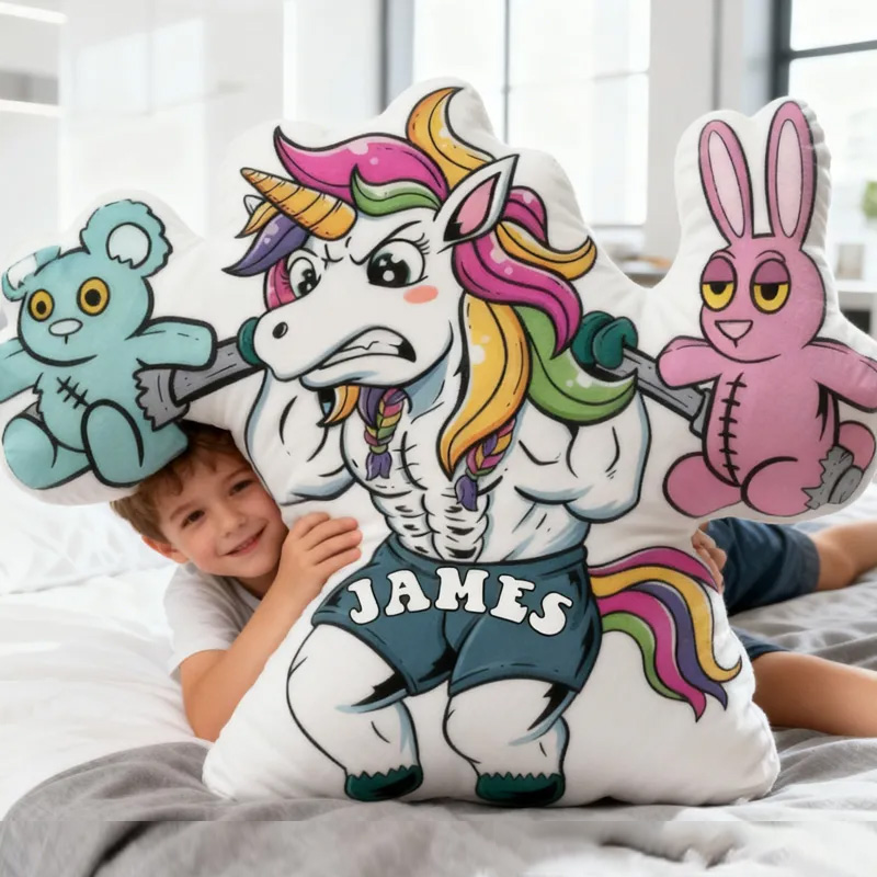 Personalized Fitness Magical Animals Pillow Rainbow Throw Pillow Graphic 3D Print Trainer Fitness Planner Decoration Pillow Exercise Sport Gym Rat Weightlifting Pillow for Kids Gym Lovers