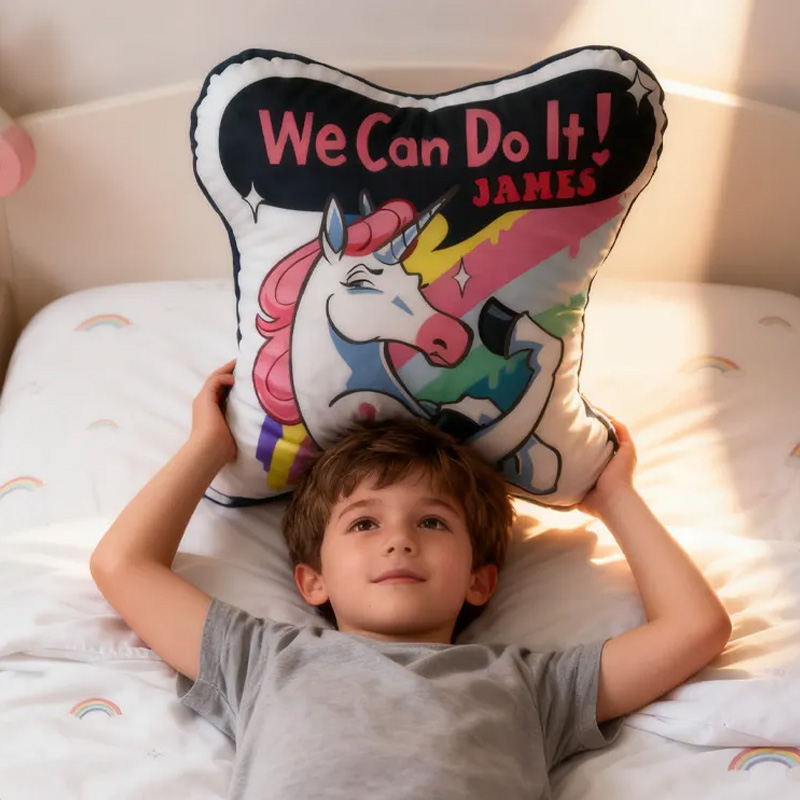 Personalized Fitness Magical Animals Pillow Rainbow Throw Pillow We Can Do It Graphic 3D Print Trainer Fitness Planner Decoration Pillow Exercise Sport Gym Rat Weightlifting Pillow for Kids Gym Lovers