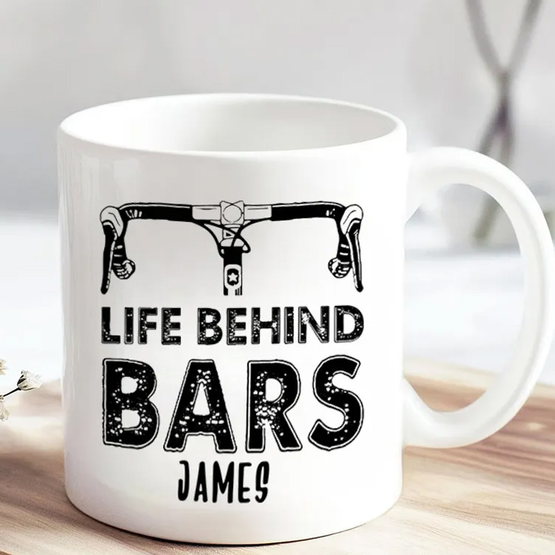 Personalized Life Behind Bars Mug Funny Biker Mugs Biker Gifts Cyclist Mug Women Cyclist Joke Bike Gift For Cyclistsfor Biker Cycling Riding Lovers
