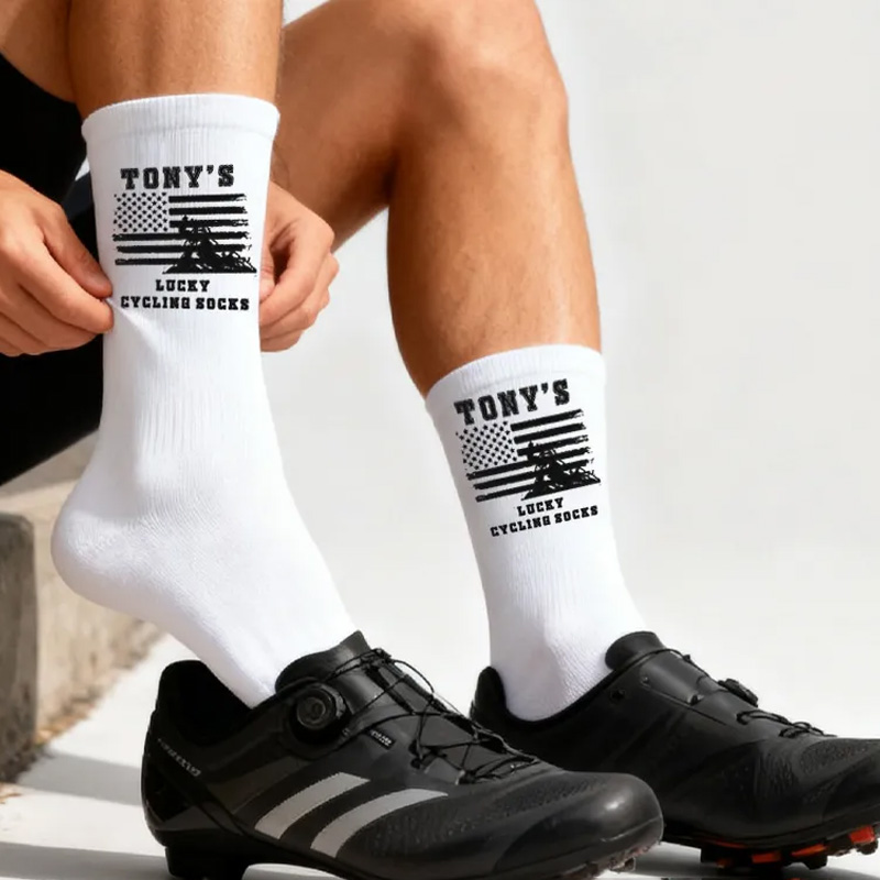 Personalized MTB Lucky Cycling Socks American Flag Custom Name Gift for Cyclists Riding Racing Cycling Lovers