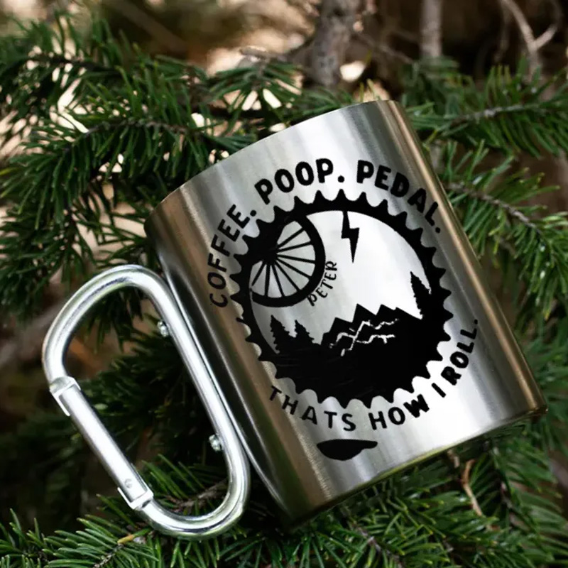 Personalized MBT Mountain Riding Escape Hiking Carabiner Travel Holiday Camping Stainless Steel Mug Adventure Coffee Cup Tea Mug Gift Birthday for Cycling Riding Lovers