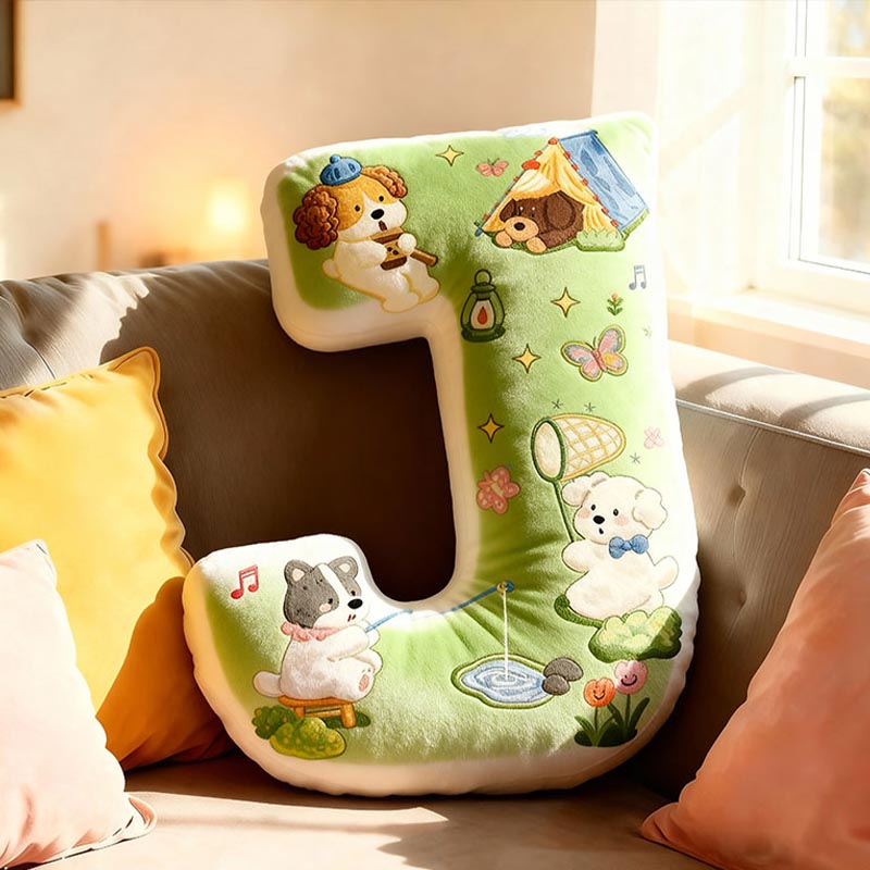 Personalized Dog Lover Camping Fishing Letter Pillow Graphic 3D Print