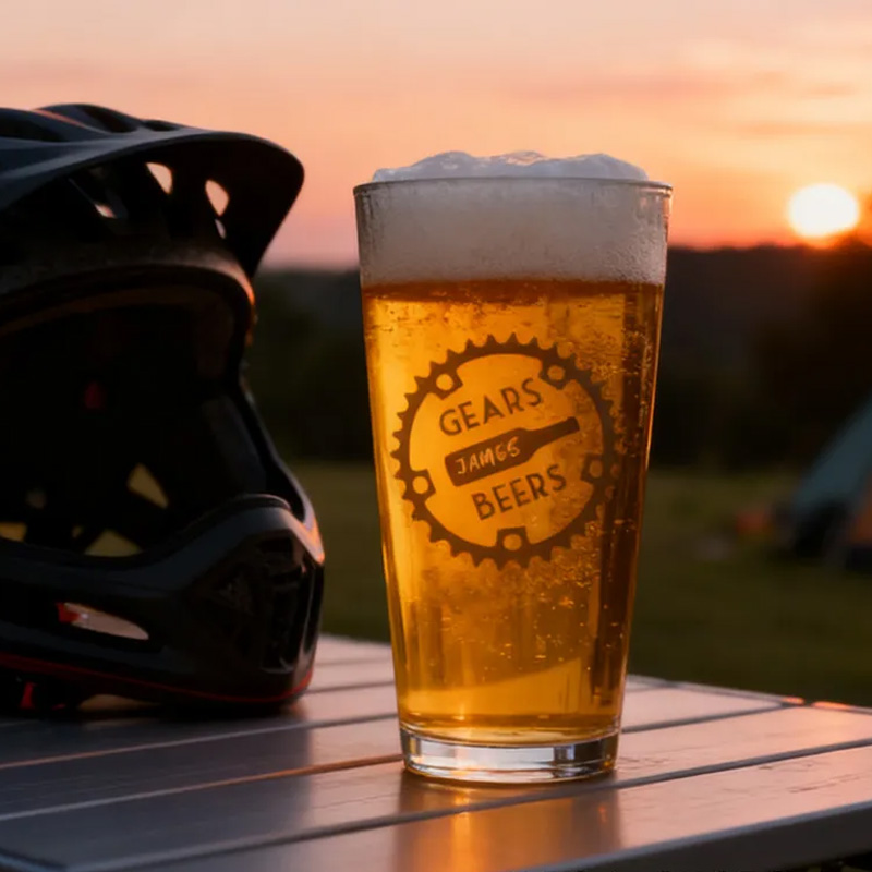 Personalized Beers and Gears Pint Glass Bicycle Glass Bike Glasses Cycle Race Cycling Gifts Men Fathers Day Bike Gifts for Cycling Lovers