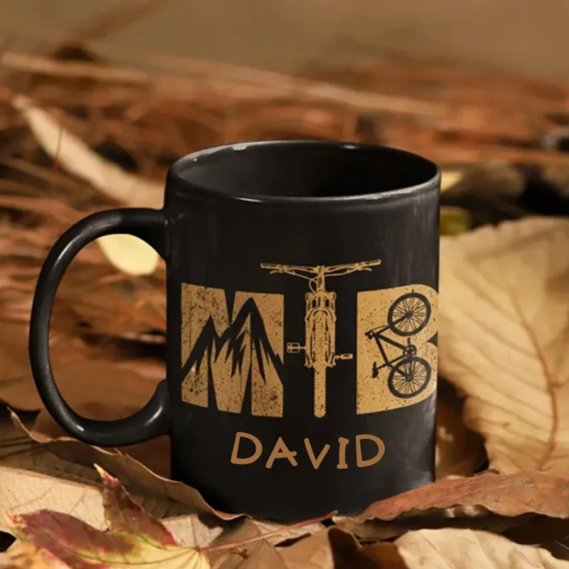 Personalized MTB Coffee Mug Mountain Bike Gift for Cyclist for Biker Cycling Riding Lovers