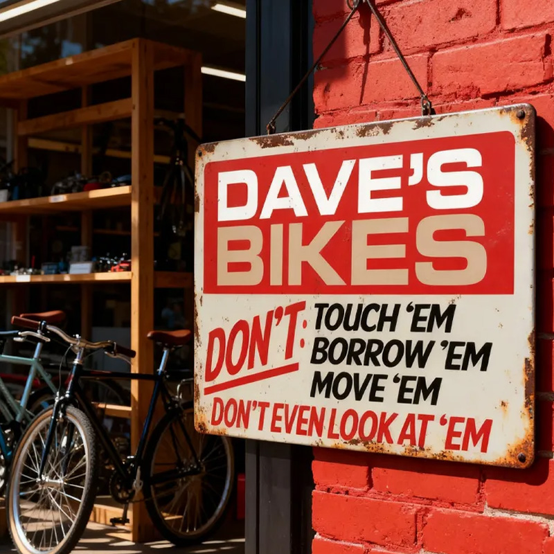 Personalized Bike Rules Vintage Metal Sign Mancave Garage Decor Birthday Fathers Day Christmas Gift for Dad Grandad Husband for Cycling Riding Lovers