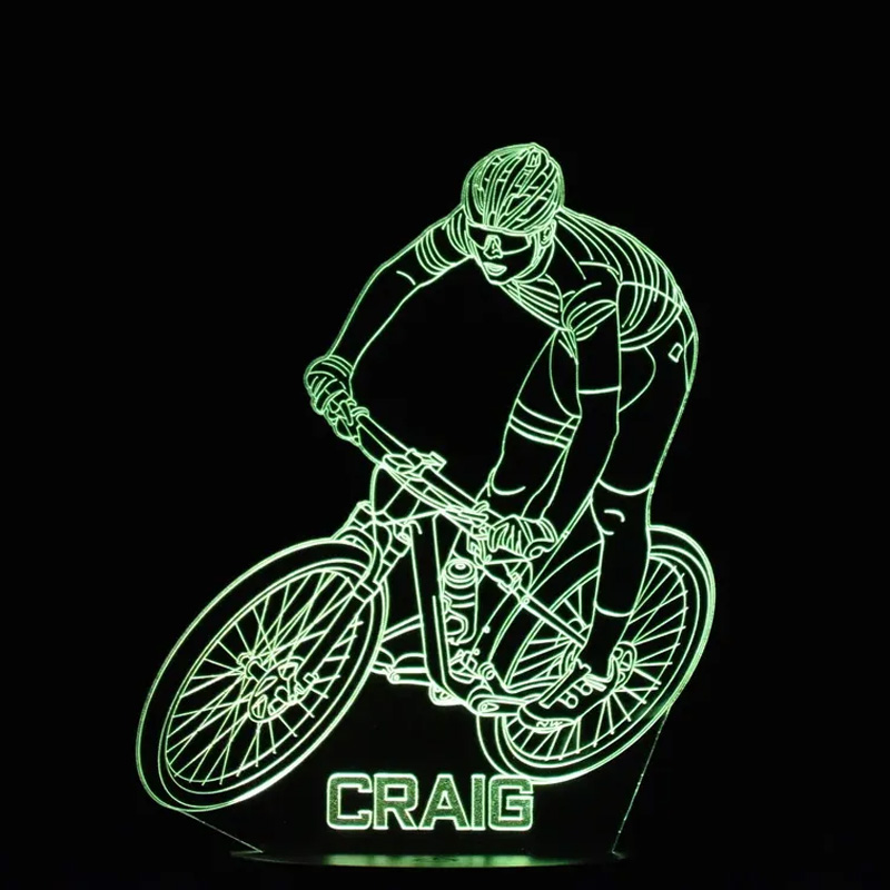 Personalized Mountain Bike LED Night Light Custom Name Bicycle Led Lamp Biker Birthday Gift Cyclist Bedroom Decor Cycling Sign Engraved Bike Lamp