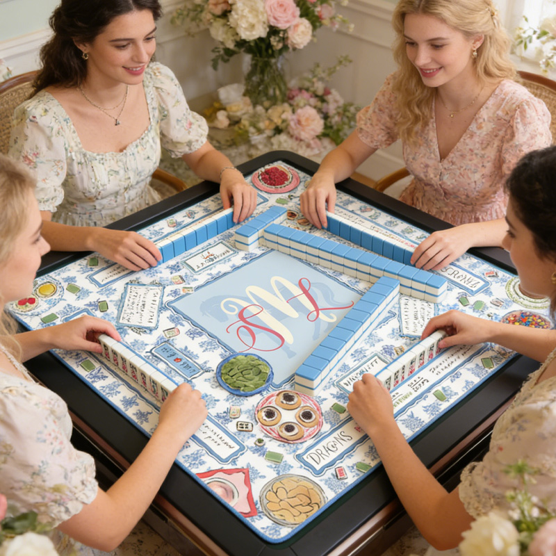 Personalized Mahj and Martinis Rules Edition Mahjong Mat Custom Text Gift Neoprene Game Surface Travel Portable Playing for Equestrian Lovers