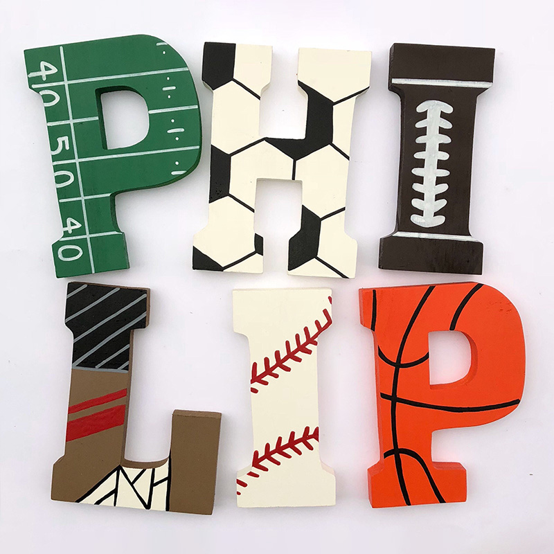 Personalized Wooden Sports Name Sign Sports Letter Wall Decoration Custom Letter