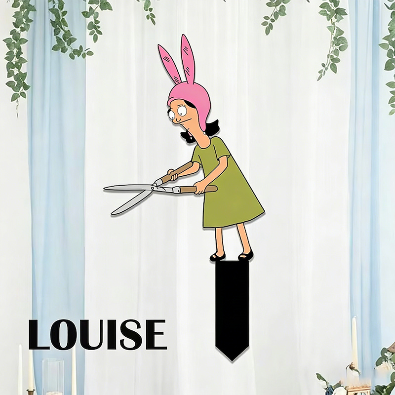 Metal Yard Stake Garden Decor Potted Plants Sign Outdoor Garden Decor Gardeners Gift Cartoon Character Planter Art Garden Sign