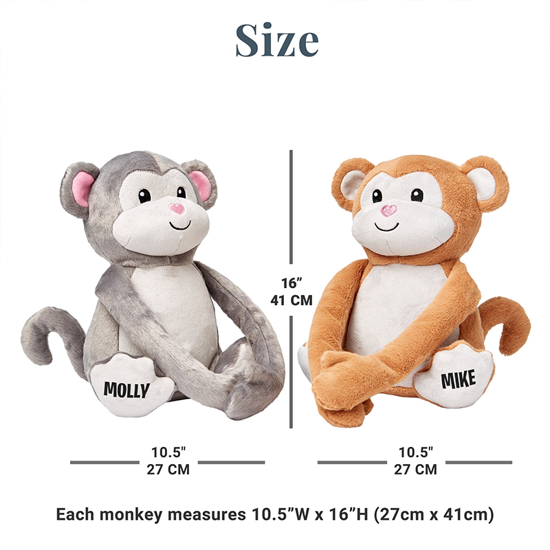 Personalized Hugs and Kisses Monkeys Loving Gift Stuffed Animals for Couples Personalized Gift For Two with Name