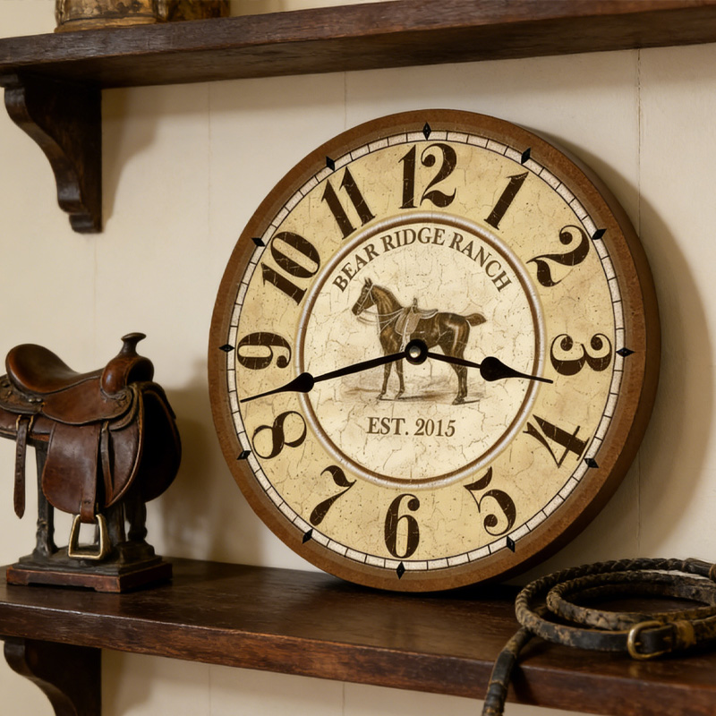 Personalized Silent Analog Horse Clock Horse Wall Clock for Equestrain Lovers