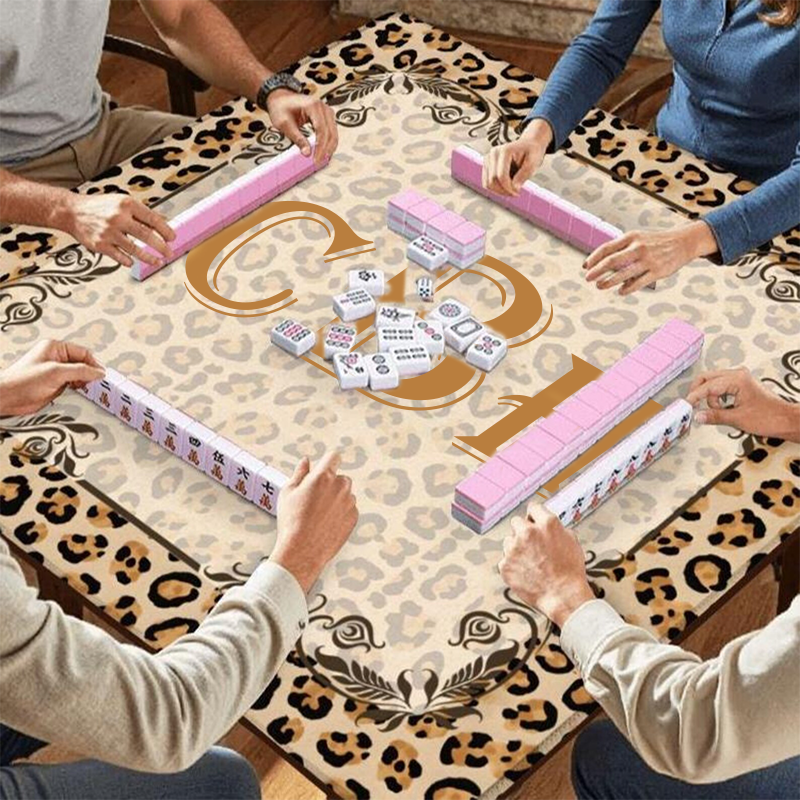 Personalized Leopard Print Mahjong Table Mat Custom Game Night Accessory Mahjongg Mat Custom Tile Game Gift for Players or Hosts