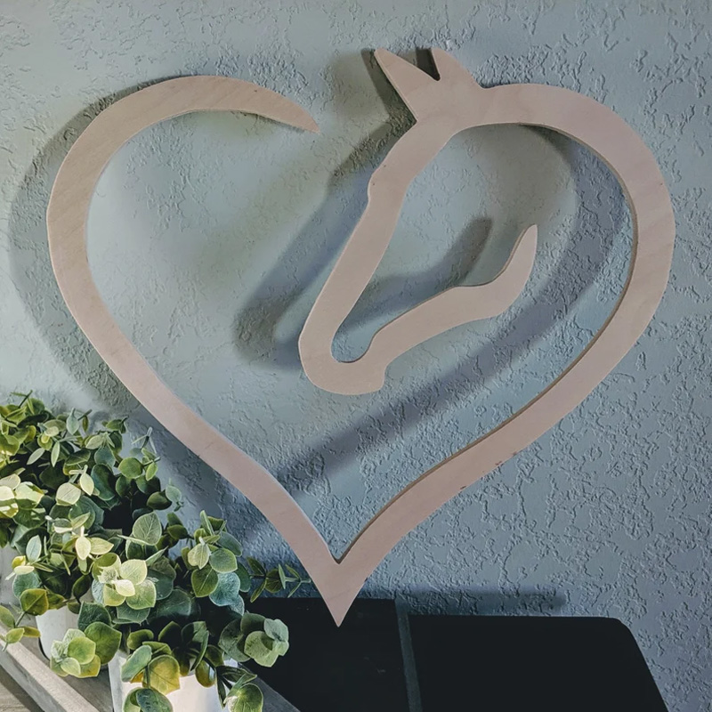 Personalized Wooden Horse Heart Sign Farm Pony Lover Sign Gift for Equestrain Lovers