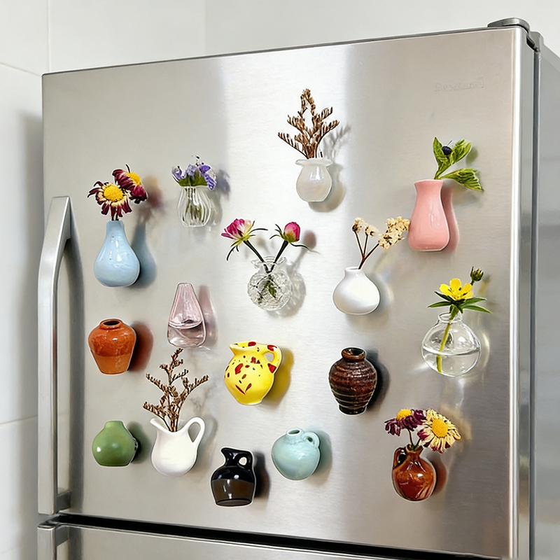 Personalized Handmade Ceramic /Glass Mini Vase Fridge Magnets Refrigerator Magnets for Kitchen