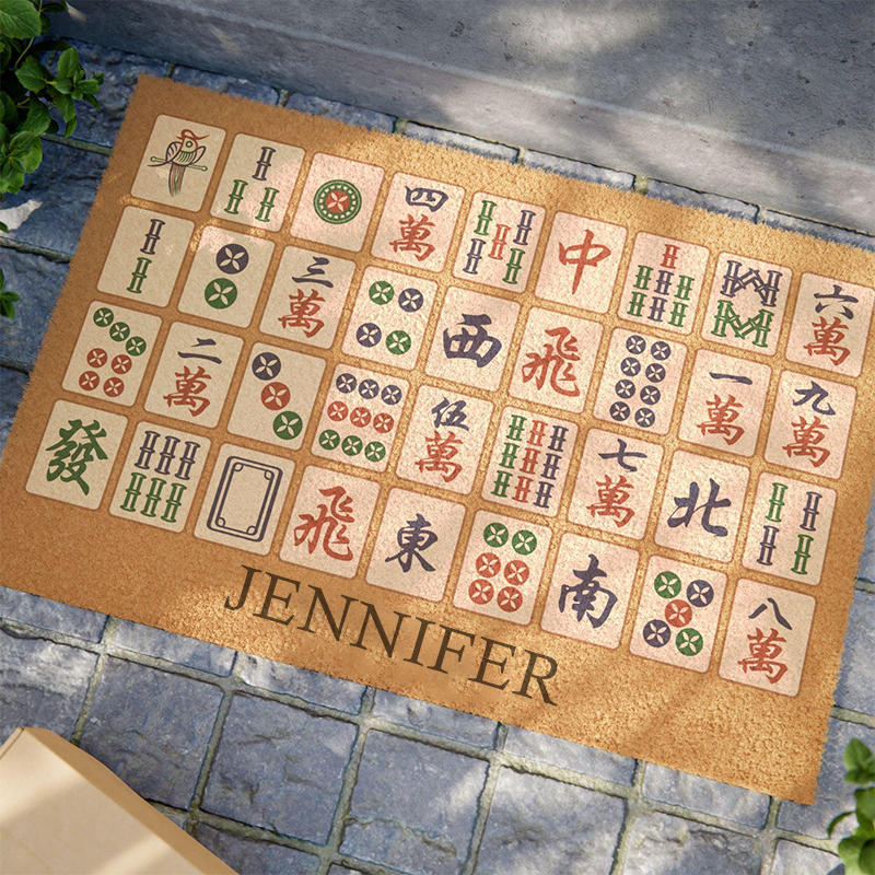 Personalized Mahjong Tiles Welcome Doormat Birthday Gift Mahj House Decor Mahjong Outdoor Mat Mahjong Lover Player Gamer Gift