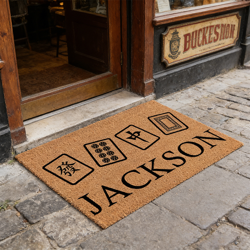 Personalized Mahjong Tiles Coir Doormat Door Mat Entry Mat Wedding Gift New Home Decoration Mahjong Lover Gift