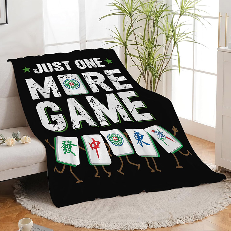 Mahjong Blanket Flannel Plush Throw Blanket Cozy Mah Jong Decor Fleece Stuff Blanket Gifts