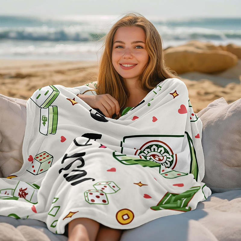 Just A Girl Who Loves Mahjong Blanket Flannel Plush Throw Blanket Mahjong Themed Gifts Ideas