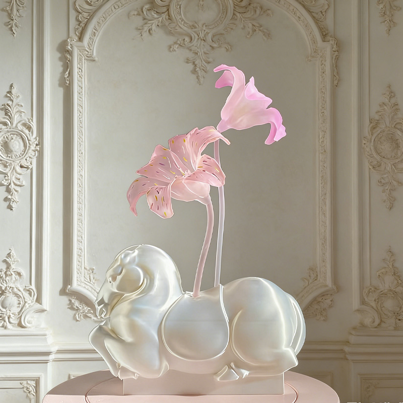 Personalized Flower Horse Stallion Ornaments 3D Print Horse Sculpture Table Decor Gift for Equestrian Riding Lovers