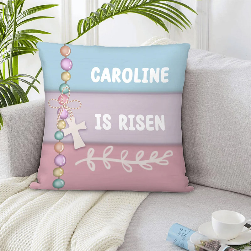 Personalized Easter Theme Cross Throw Pillow with Name Soft Home Decoration Religious Gift Easter Gift for Girls