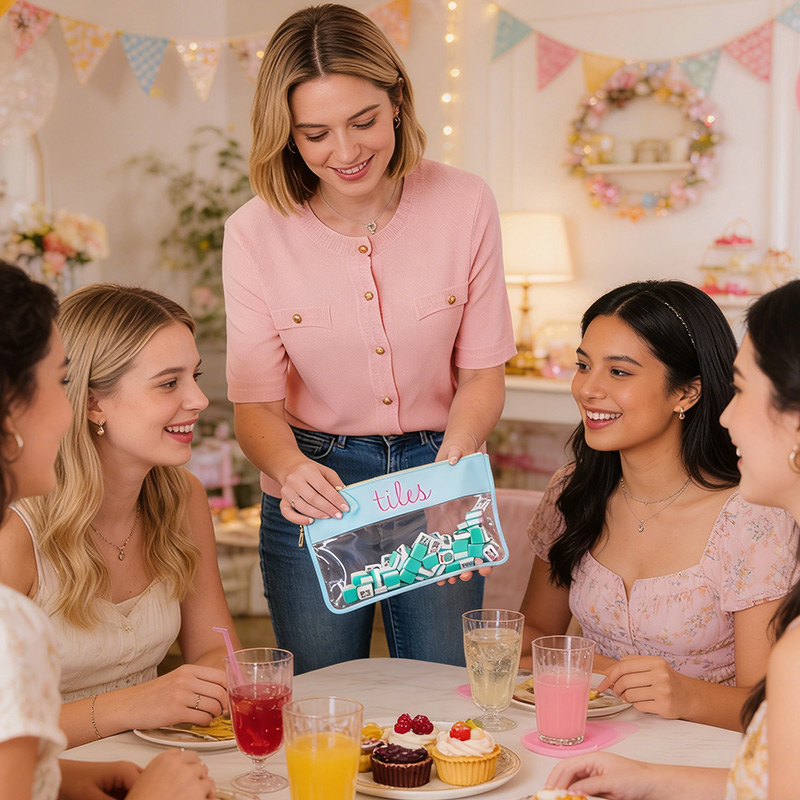 Personalized Embroidered Mahjong Nylon Clear Pouch Mahjong Tile Bag Mahjong Accessories Storage Bag Mahjong Bag Mahjong Lover Gifts