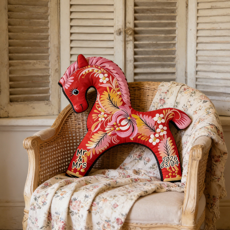 Personalized Graphic 3D Print Red Fairy Horse Cute Animal Decoration Pillow Floral for Equestrain Lovers