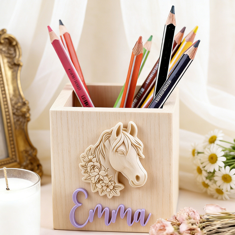 Personalized Horse Pencil Cup Pencil Holder Girl 3D Printed Gift for Equestrain Lovers