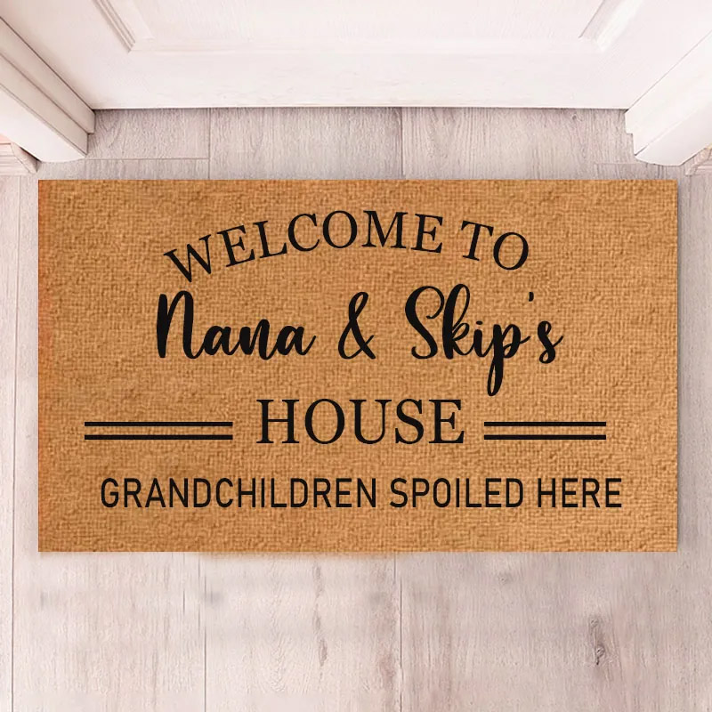 Personalized Welcome Doormat for Nana Papas House Custom Rug Gift for Spoiled Grandkids Grandma Grandpa Home Decor Housewarming Gift