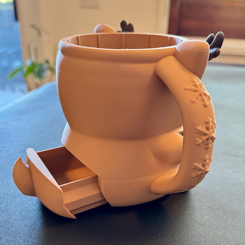 Reindeer Ice Cream Pint Holder 3D Printed with Spoon Slots & Snack Drawer