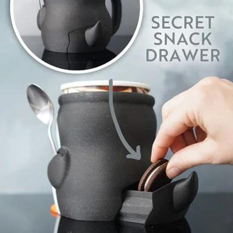 Penguin Ice Cream Pint Holder 3D Printed with Spoon Slots & Snack Drawer