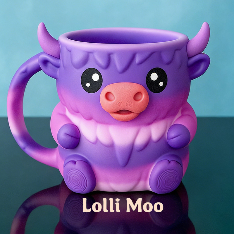 Highland Cow Ice Cream Pint Holder 3D Printed with Spoon Slots & Snack Drawer