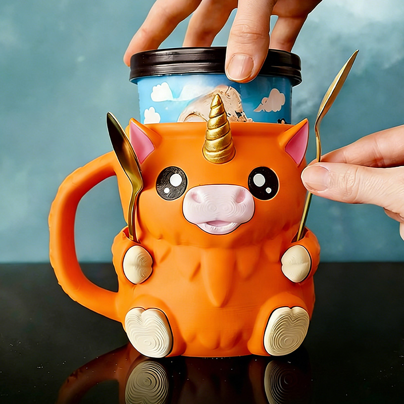 Dream Horse Ice Cream Pint Holder 3D Printed with Spoon Slots & Snack Drawer