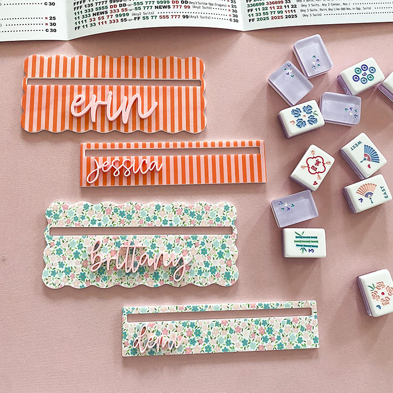 Personalized Striped Mahjong Row Finde,Floral Scallop Line Reader, Mahjong Gifts ,Mahjong Accessories,Mahjong Rule Helper
