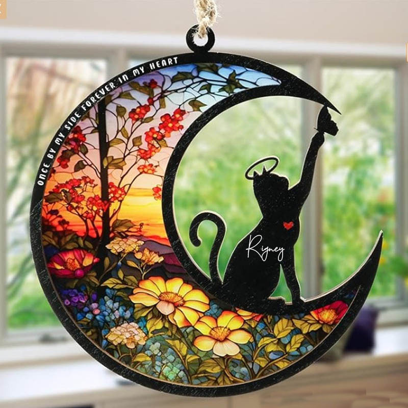 Personalized Cat Lover Loss of Cat Memorial Sun Catcher