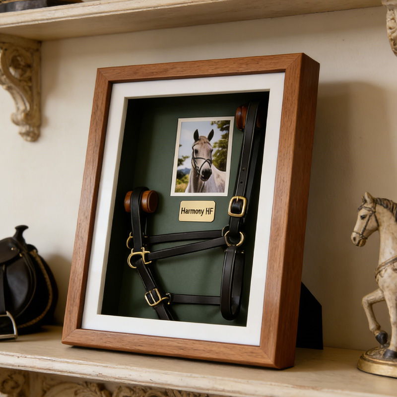 Personalized Horse Memorial Shadow Box Custom Halter Keepsake Frame with Photo Engraved Plaque Horse Remembrance Gift for Equestrain Lovers