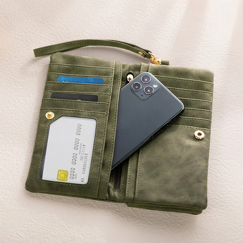 Personalized Watercolor Birth Flower Tri-Fold PU Leather Wristlet Wallet with Card Holder and Name Birthday Anniversary Gift for Women