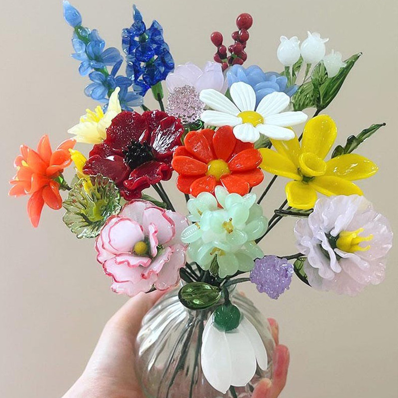 Personalized Glass Birthday Flowers Mother's Day Gifts Handcrafted Birth Flowers