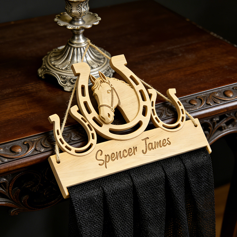 Personalized Equestrian Ribbon Display Rack with Name Horse Show Ribbon Holder Wall Mounted Award Rack Gift for Equestrain Lover